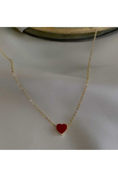 Strahlen Stylish Red Heart Enamel Necklace