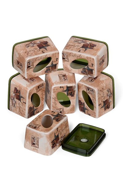 PRATİKPAK Melamin Organizer Peçetelik Plastik Yatay Görsel Etiketli 6'lı