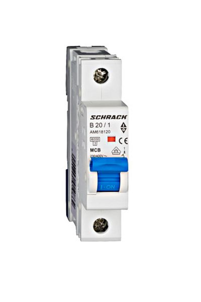 Eti Circuit breaker MCB, 1P, 20A, 6kA, curve B, AMPARO, AM618120--, Schrack