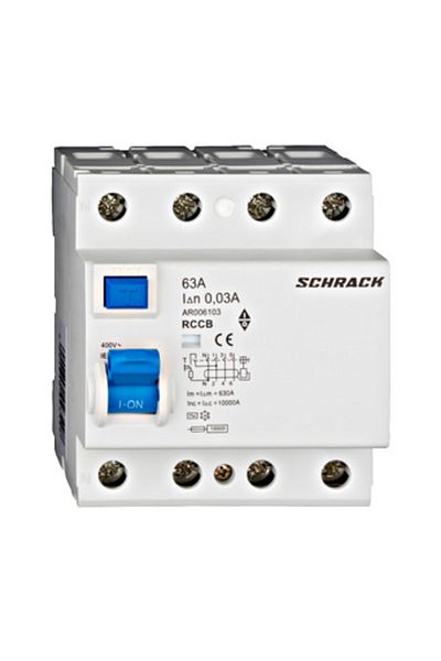 Eti Intreruptor diferential RCCB, 4P, 63A, 30mA, 10kA, tip AC, AMPARO, AR006103--, Schrack