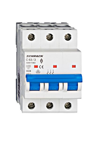 Eti Circuit breaker MCB, 3P, 63A, 6kA, curve C, AMPARO, AM617363--, Schrack