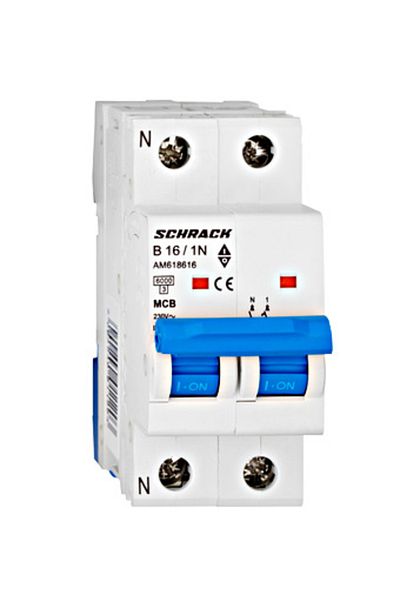 Eti Circuit breaker MCB, 1P+N, 16A, 6kA, curve B, AMPARO, AM618616--, Schrack