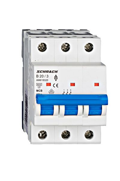 Eti Circuit breaker MCB, 3P, 20A, 6kA, curve B, AMPARO, AM618320--, Schrack