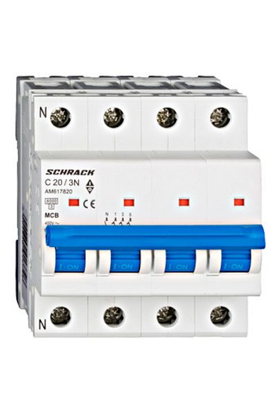 Eti Circuit breaker MCB, 3P+N, 20A, 6kA, curve C, AMPARO, AM617820--, Schrack