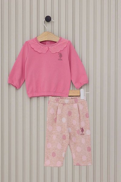 U.S. Polo Assn. Us Polo Baby Girl Long Sleeve 2 Piece Set - Carnation