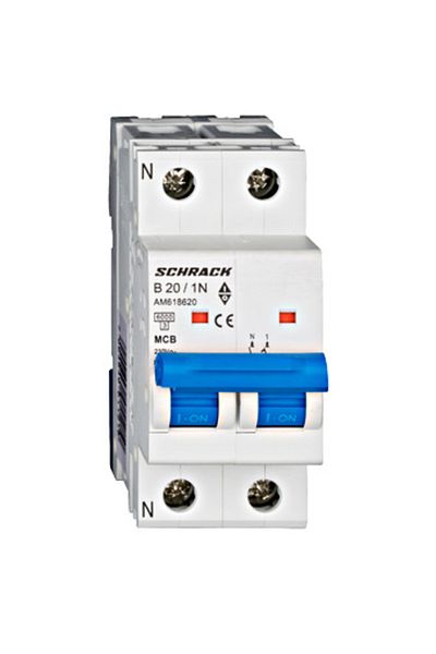 Eti Circuit breaker MCB, 1P+N, 20A, 6kA, curve B, AMPARO, AM618620--, Schrack