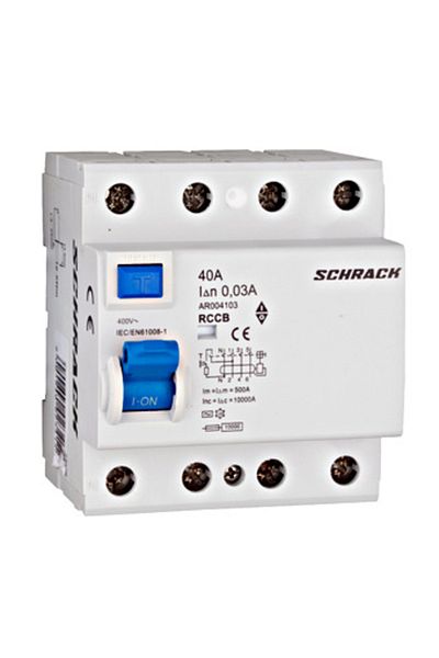 Eti RCCB, 4P, 40A, 30mA, 10kA, AC type, AMPARO, AR004103--, Schrack