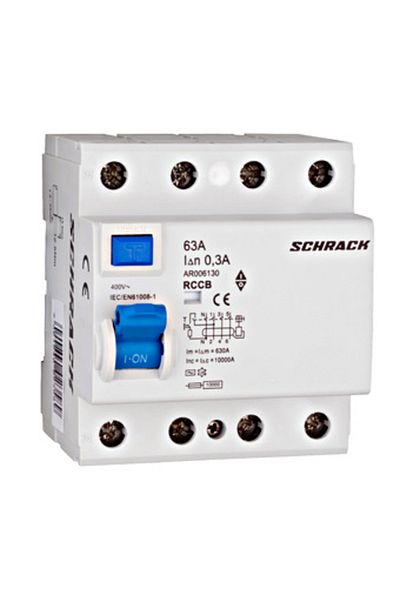 Eti RCCB, 4P, 63A, 300mA, 10kA, AC type, AMPARO, AR006130--, Schrack