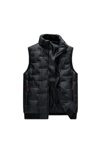 The Casius. Men's High-Collar Vest for Autumn-Winter, Size S, Black, The Casius