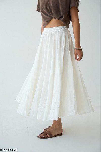 CADDELAMODA Women's Pleated Lined Linen Skirt