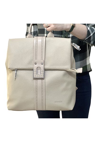Micutz Women's backpack made of durable leather, Ideal for College, Work, Weekend and Travel, Cream