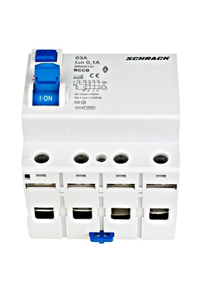 Eti RCCB, 4P, 63A, 100mA, 10kA, AC type, AMPARO, AR006110--, Schrack