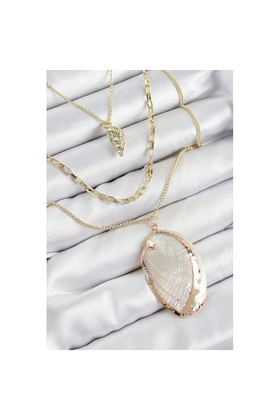 Skygo Brass Multiple Chain Oyster Model Gold Color Women's Necklace - Tj-Bko10371