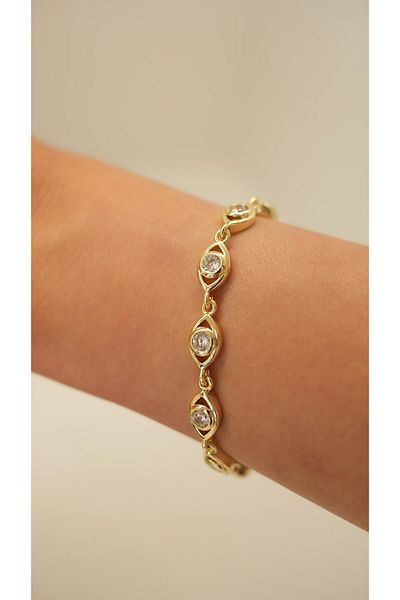 Jerie Gold Drop Zircon Stone Detailed Bracelet