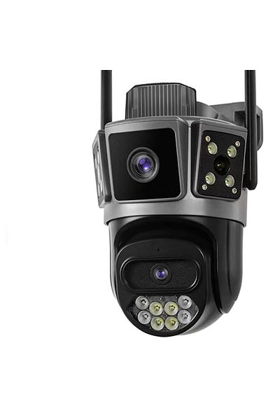 LEDASSE Camera Supraveghere Exterior 12MP, Doua Lentile, PTZ 360°, Monitorizare Dubla, Vedere Noctu