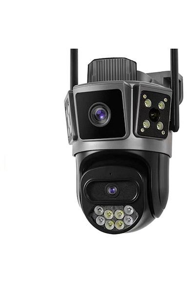 LEDASSE Camera Supraveghere Exterior 12MP, Doua Lentile, PTZ 360°, Monitorizare Dubla, Vedere Noctu