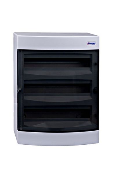 Eti Plastic enclosure, 3x18 modules, surface-mounted, IP40, smoked door, BK080107--, Schrack