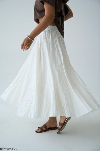 CADDELAMODA Women's Pleated Lined Linen Skirt