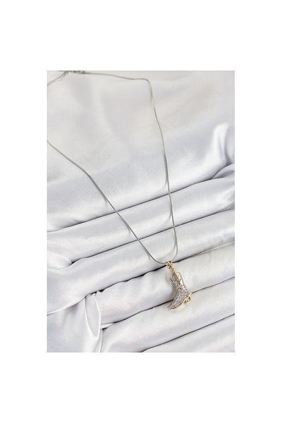 Skygo 316L Steel Zircon Stone Boot Model Silver Color Women's Necklace - Tj-Bko10374