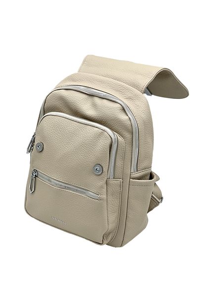 Micutz Elegant casual women's backpack made of eco-leather, Multiple compartments for Office or City, Beige