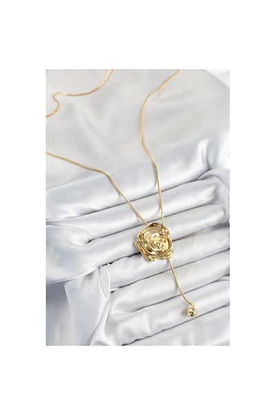 Skygo Rose Model Gold Color Women's Necklace with Brass Elevator - Tj-Bko10372