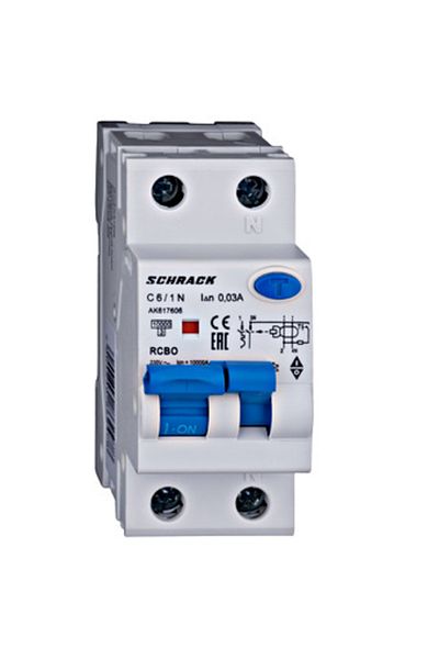 Eti RCBO residual current circuit breaker, 1P+N, 6A, 30mA, 10kA, curve C, type A, AMPARO, AK617606--, Schrack