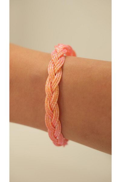 Jerie Silvery Knitted Detail Steel Magnet Rope Bracelet