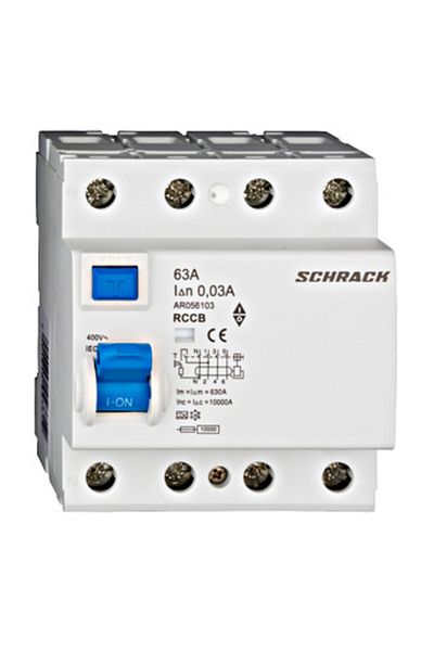 Eti Intreruptor diferential RCCB, 4P, 63A, 30mA, 10kA, tip A, AMPARO, AR056103--, Schrack