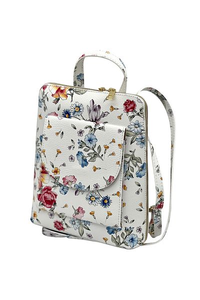 Micutz Elegant Women's Backpack with Flowers in Genuine Leather, Made in Italy, 25 x 28 x 8.5 cm