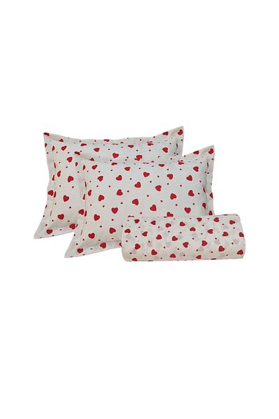 GÜLLÜCE HOME Double Fitted Sheet (180/200/30) Flounced Zippered Pillowcases