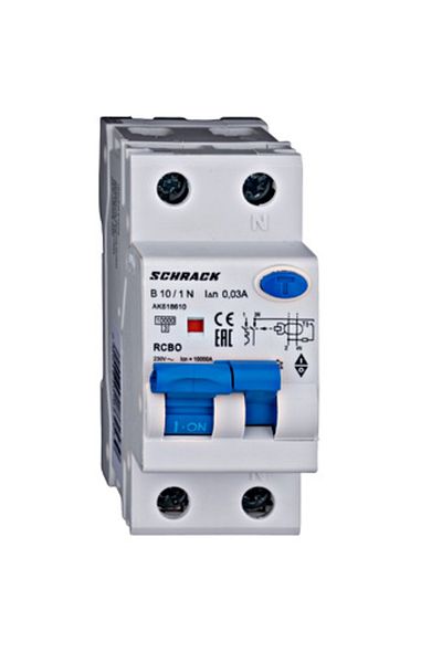 Eti RCBO, 1P+N, 10A, 30mA, 10kA, curve B, type A, AMPARO, AK618610--, Schrack
