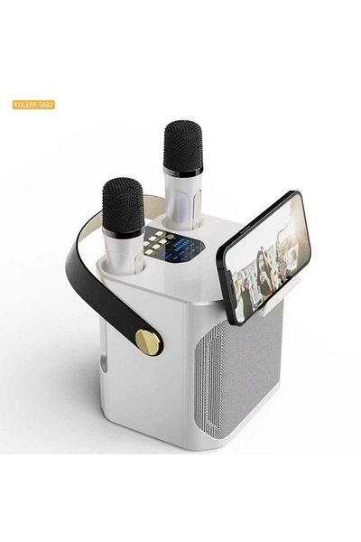 KOLEER High Power Karaoke Speaker with Bluetooth and 360° Surround Wireless Subwoofer with Dual Microphones