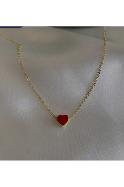 Strahlen Stylish Red Heart Enamel Necklace