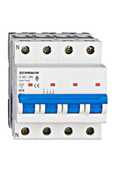Eti Circuit breaker MCB, 3P+N, 40A, 6kA, curve C, AMPARO, AM617840--, Schrack