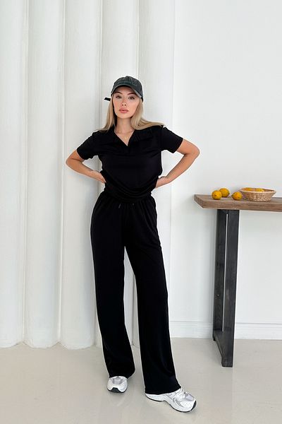 MODAMİNEM Women's Modal Fabric Polo Neck Basic Tracksuit Set