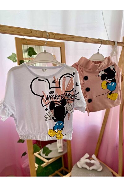 OEM Kız Çocuk Baskılı Tişört ve Şort Etek Takım