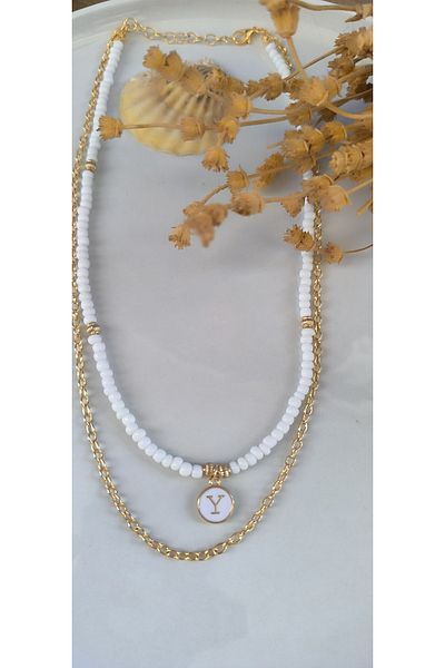 MYSTERY TAKI AKSESUAR Select Your Letter Chain ​​Necklace White