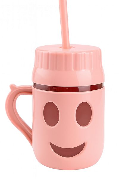 Bittox Cute Glass Cup with Straw for Kids - Healthy, Cute and Practical Use