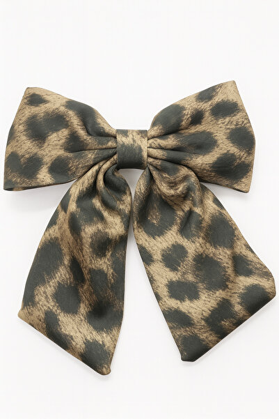 MakeWell مشبك بتصميم فيونكة منقوش بنقشة الفهد مكون من قطعتين