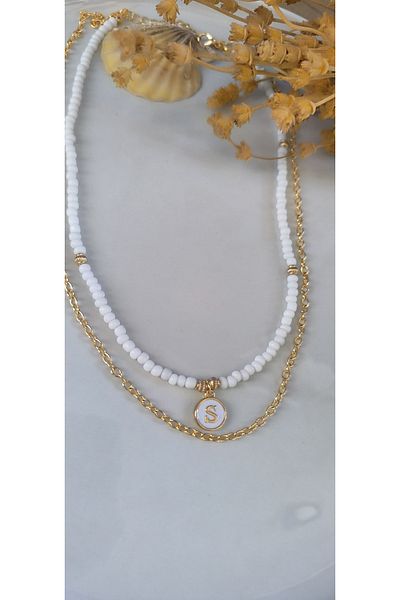 MYSTERY TAKI AKSESUAR Select Your Letter Chain ​​Necklace White