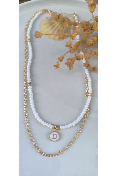 MYSTERY TAKI AKSESUAR Select Your Letter Chain ​​Necklace White