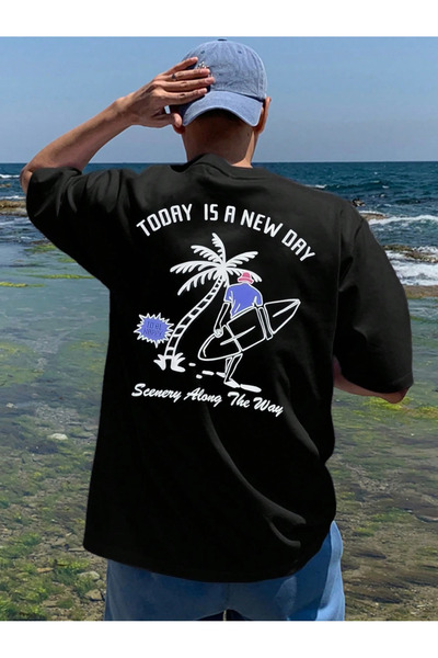 SVART WEAR Μπλουζάκι με γραφικά παραλίας και σέρφινγκ με τύπωμα oversized Cas...