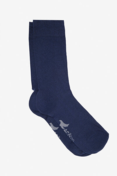 AC&Co / Altınyıldız Classics Erkek Gri-Lacivert-Beyaz Pamuklu 7'li Paket Esnek Soket Çorap