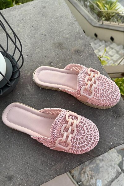 Melissa Boutique شبشب صيفي نسائي وردي اللون ذو نعل ناعم ومزين بإبزيم