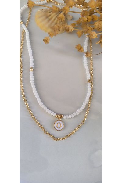 MYSTERY TAKI AKSESUAR Select Your Letter Chain ​​Necklace White