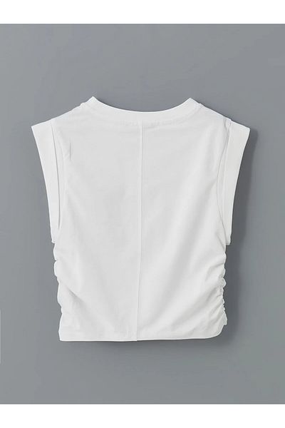 LC Waikiki Crew Neck Gathered Crop
