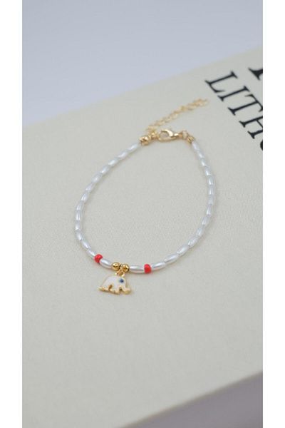 Jerie Gold Elephant Figure Almond Pearl Anklet