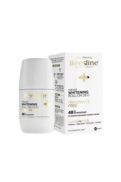 Beesline 48H White/Gold Unscented Roll-On Deodorant, White/Gold 50ml