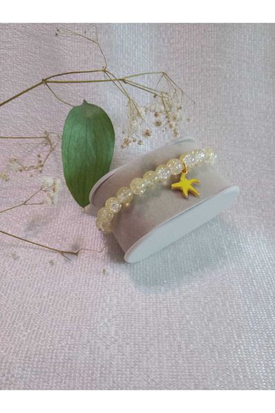 MODA MANANI Transparent Beaded Bracelet with Yellow Starfish Figure