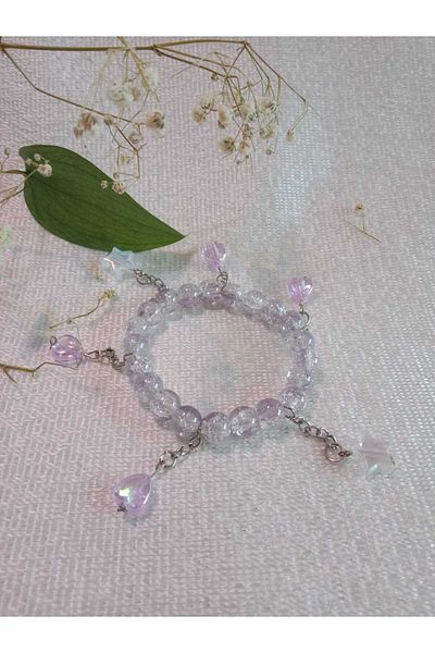MODA MANANI Sparkling Lilac Bracelet with Transparent Heart and Star Tips